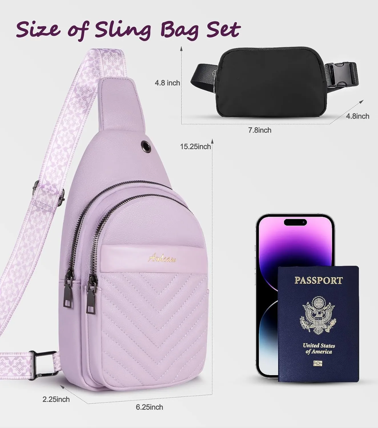 Sling Bag for Women, Leather Crossbody Bag Sling Bag Crossbody Backpack for Travel Sports Running Hiking for Man Woman