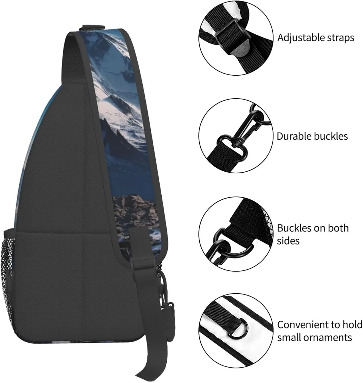 Sling Bag for Women Men Melting Snow Mountain Cross Chest Bag Diagonally Casual Fashion Travel Hiking Daypack