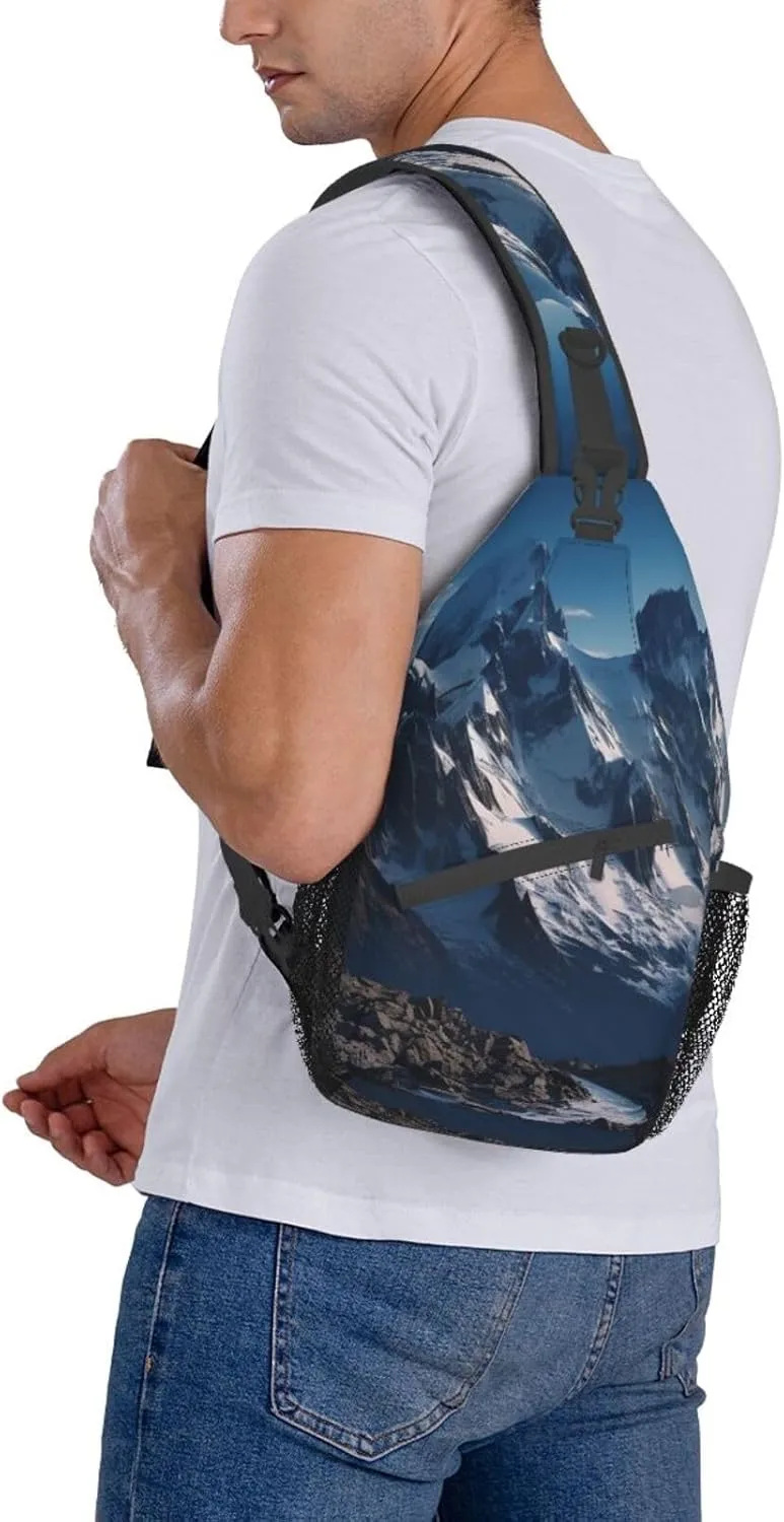 Sling Bag for Women Men Melting Snow Mountain Cross Chest Bag Diagonally Casual Fashion Travel Hiking Daypack