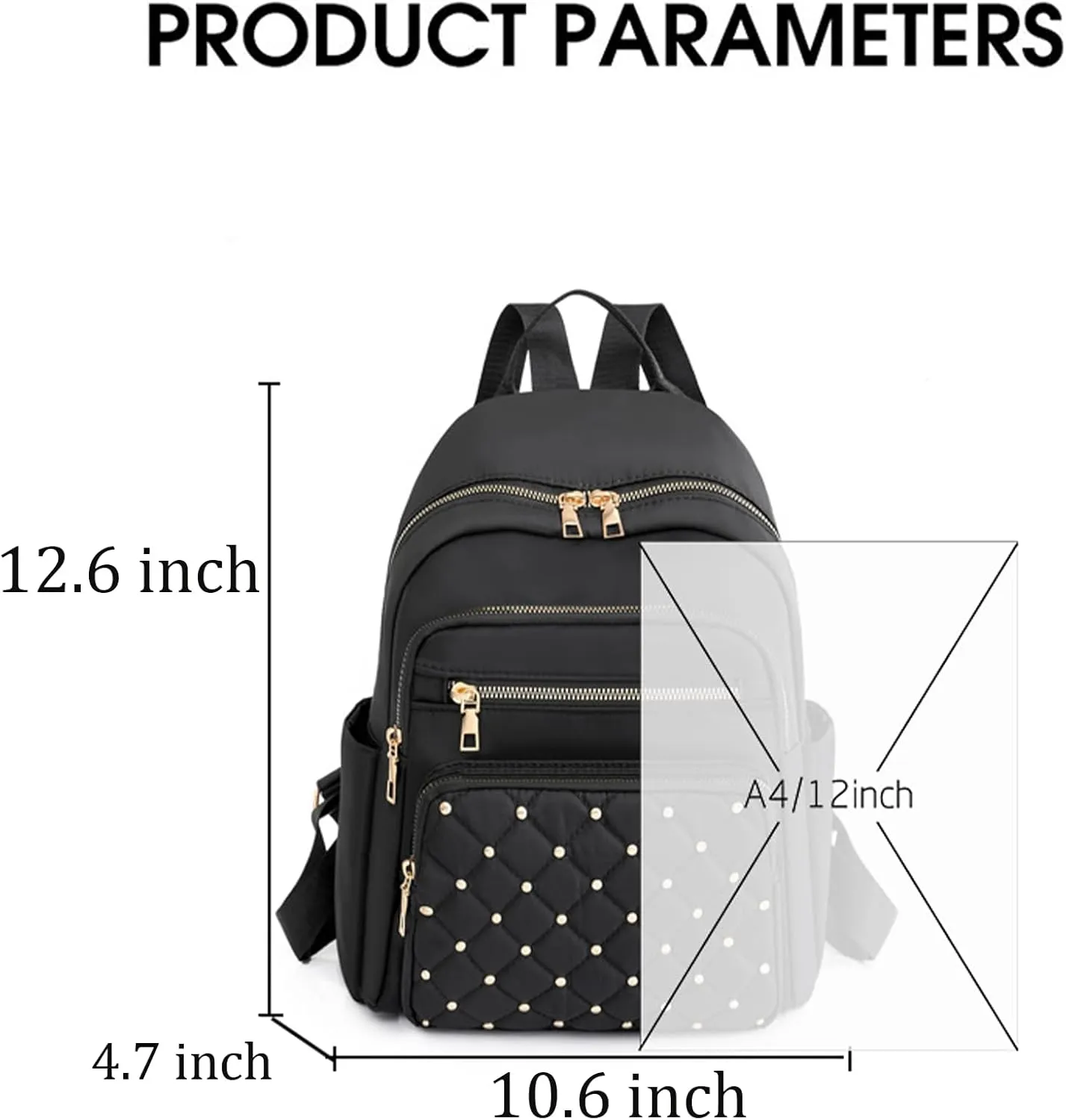 Small Backpack for Women Mini Travel Backpack Purse PU Leather Small Purses Cute Lightweight Back Pack Black Trendy Studded Bag