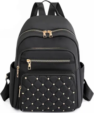Small Backpack for Women Mini Travel Backpack Purse PU Leather Small Purses Cute Lightweight Back Pack Black Trendy Studded Bag