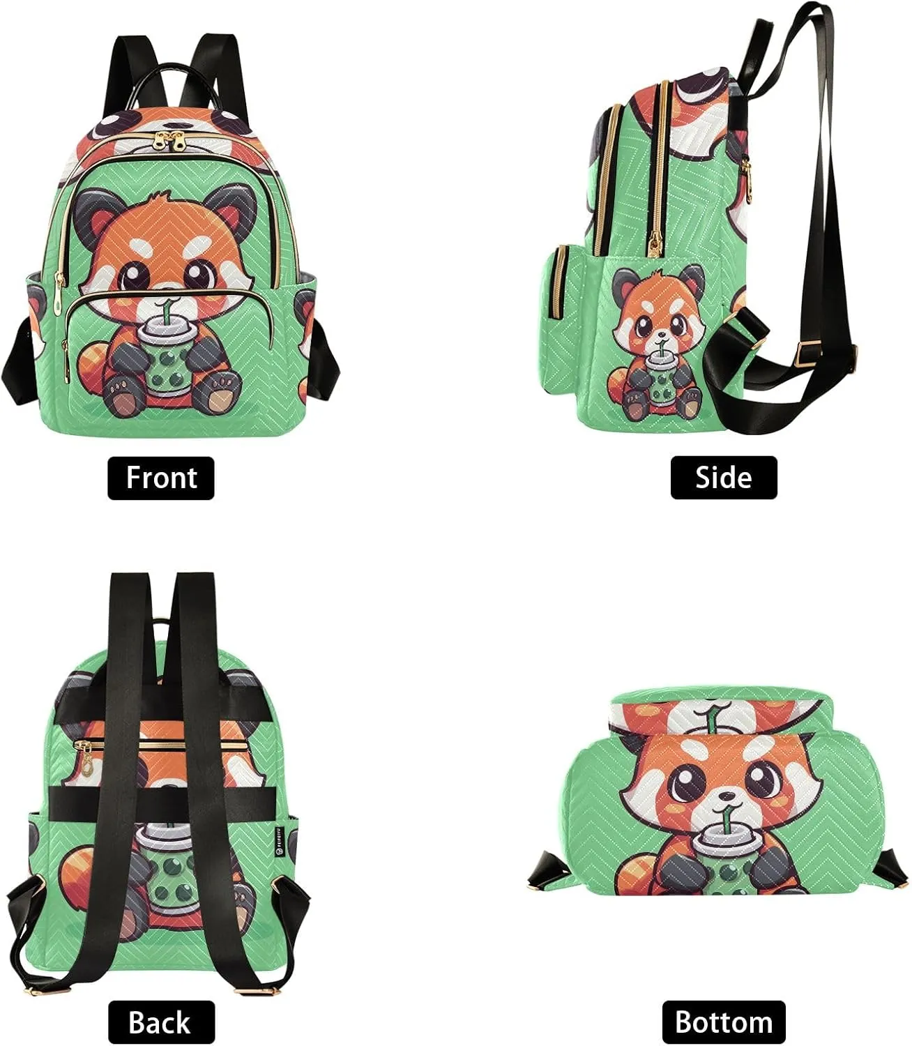 Small Backpack Purse for Women, Red Panda Holding Juice Travel Bag Casual Daypack Shoulder Bag