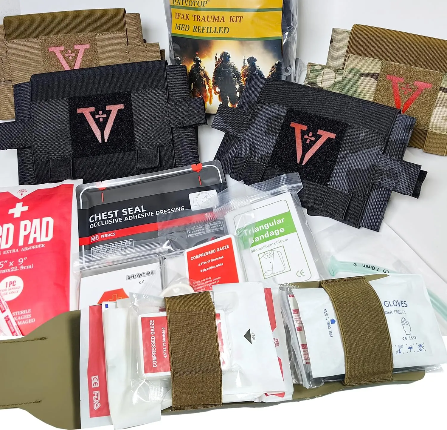 Small Compact IFAK Med Trauma Kit for Everyday Carry, Tactical First Aid Kits Belt or MOLLE Attach, Medical Kit Belt Vest Emergency EMT Car Camping Hiking