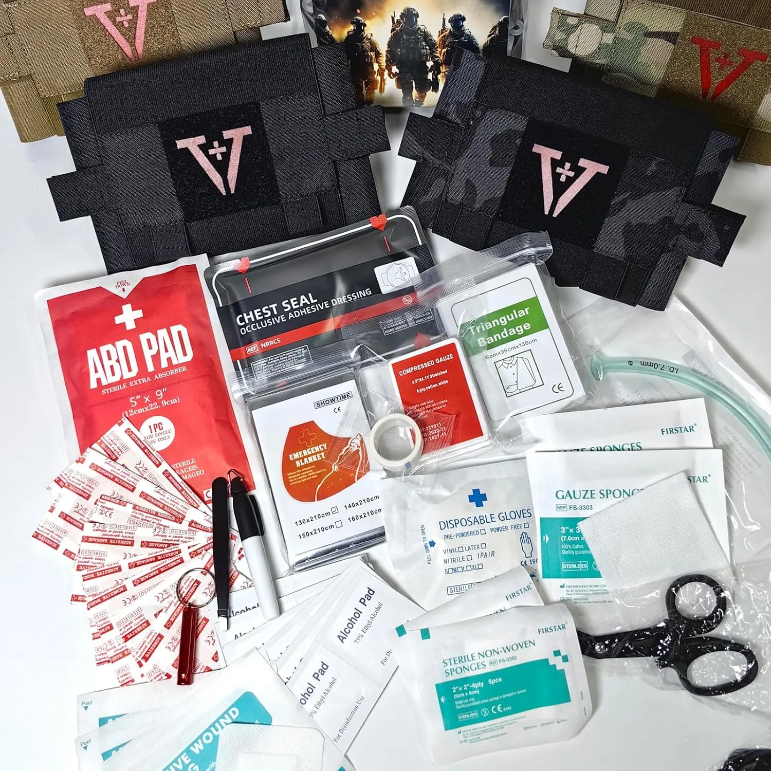 Small Compact IFAK Med Trauma Kit for Everyday Carry, Tactical First Aid Kits Belt or MOLLE Attach, Medical Kit Belt Vest Emergency EMT Car Camping Hiking