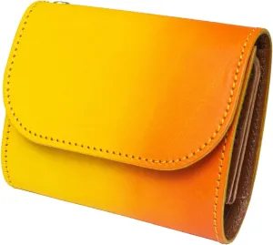 Small Wallet Japanese traditional genuine leather Gradient Dyeing - for Men & Women Minimalist Slim Card holder Coin purse Made In Kyoto,Japan (Orange)