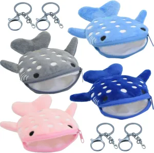 Small Whale Shark Coin Purse Keychain - 4 Pcs Cute Zipper Pouch Gifts for Women