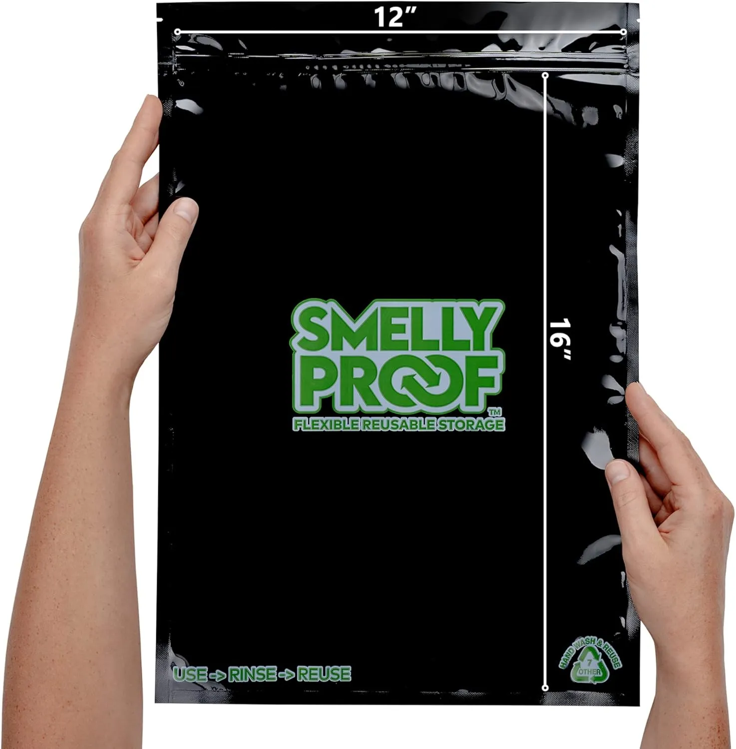 Smelly Proof Reusable Food Storage Container Bags, Reusable Freezer Bags US-Made BPA FREE, NO PEVA, 2 Gallon Bag, Easy Clean Dishwasher-Safe, NO SMELL Triple Zip BLACK 4 mils FLAT 12" x 16" - 5pk