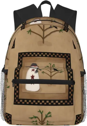 Snowman With Tree Lightweight Packable Backpack Travel Casual Hiking Daypack Foldable Backpack For Men Women