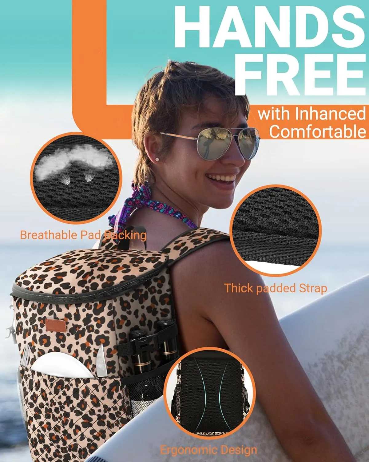 Soft Cooler Backpack 30 Cans/45 Cans, Backpack Coolers Insulated Leak Proof Thermal Lunch Backpack for Men Work Small Cooler Bag Beach Travel Picnic Drink Beverage Beer