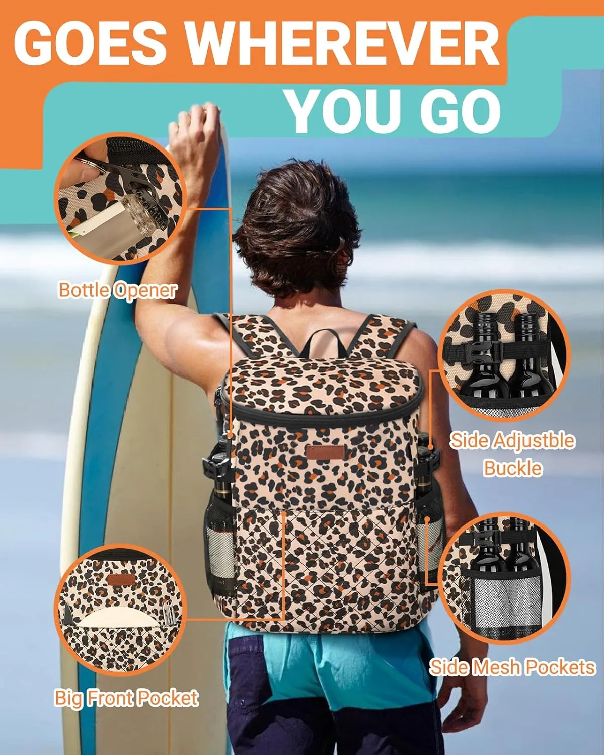 Soft Cooler Backpack 30 Cans/45 Cans, Backpack Coolers Insulated Leak Proof Thermal Lunch Backpack for Men Work Small Cooler Bag Beach Travel Picnic Drink Beverage Beer