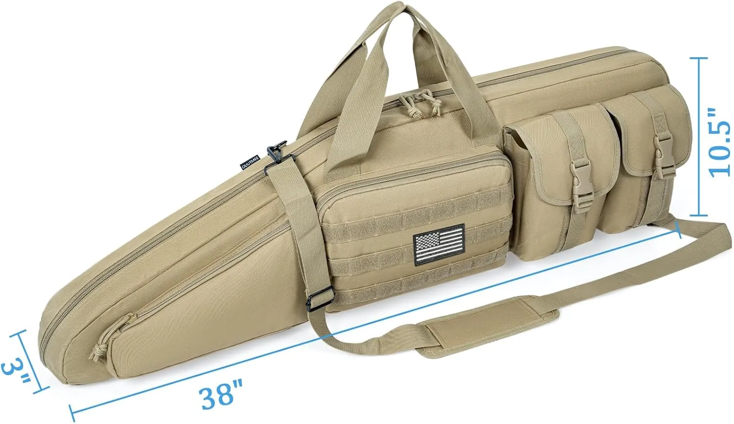 Soft Double Shotgun Rifle Case 38"/42"/46"/52" Long Rifle Bag for Hunting Shooting Range, Firearm Transportation, With Multiple Magazine Holder Pouches