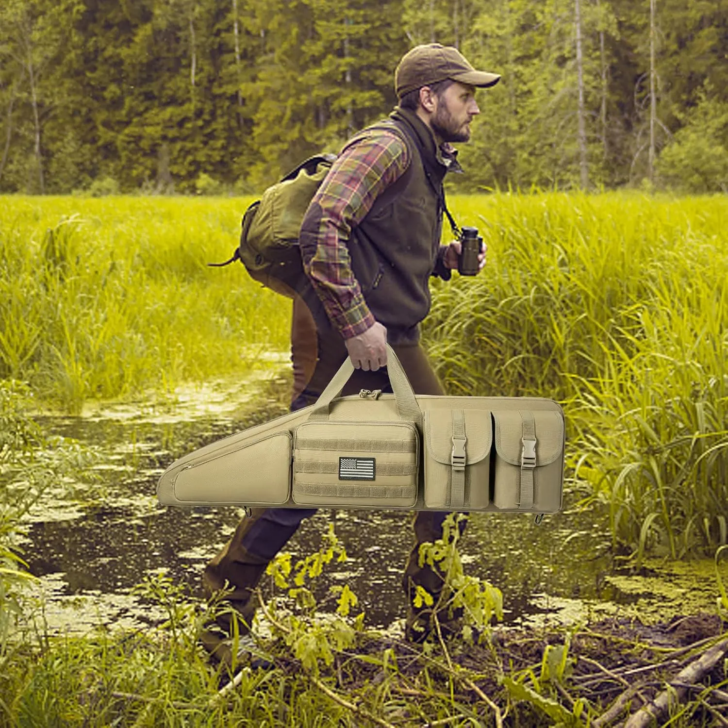 Soft Double Shotgun Rifle Case 38"/42"/46"/52" Long Rifle Bag for Hunting Shooting Range, Firearm Transportation, With Multiple Magazine Holder Pouches
