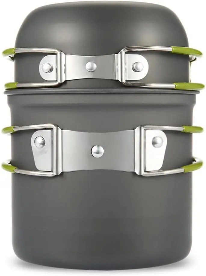 Sosoport Portable Pot Cookware Camping Utensils Set Silicone Cover Ideal for Hiking Picnic Camping and Backpacking