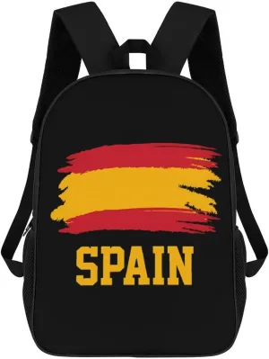 Spain Flag 17 Inch Backpack Travel Laptop Shoulder Bag Funny Daypack Gifts for Men Women