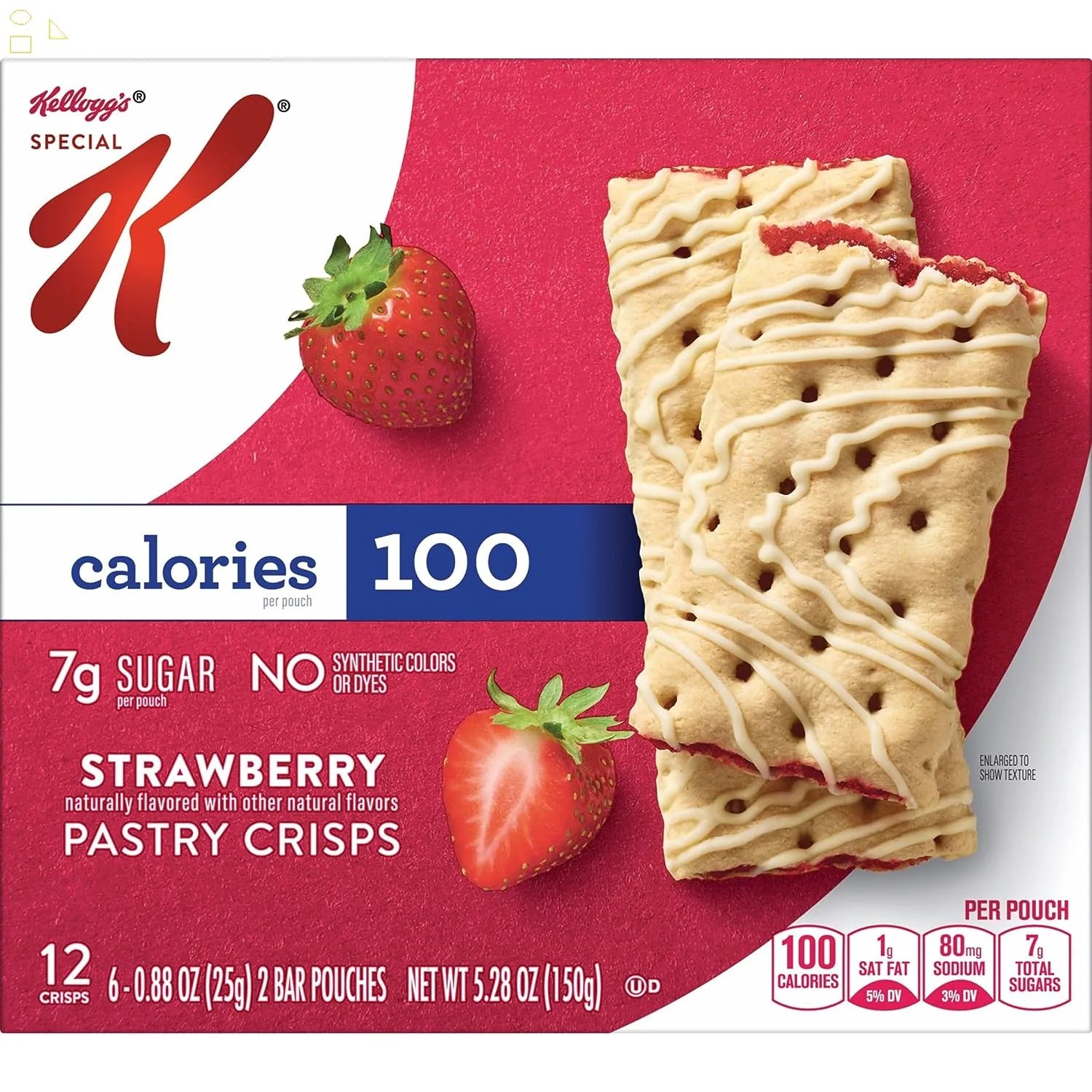 Special K Pastry Crisps, 100 Calorie Snacks, Breakfast Bars, Strawberry, 5.28Oz Box (12 Crisps)