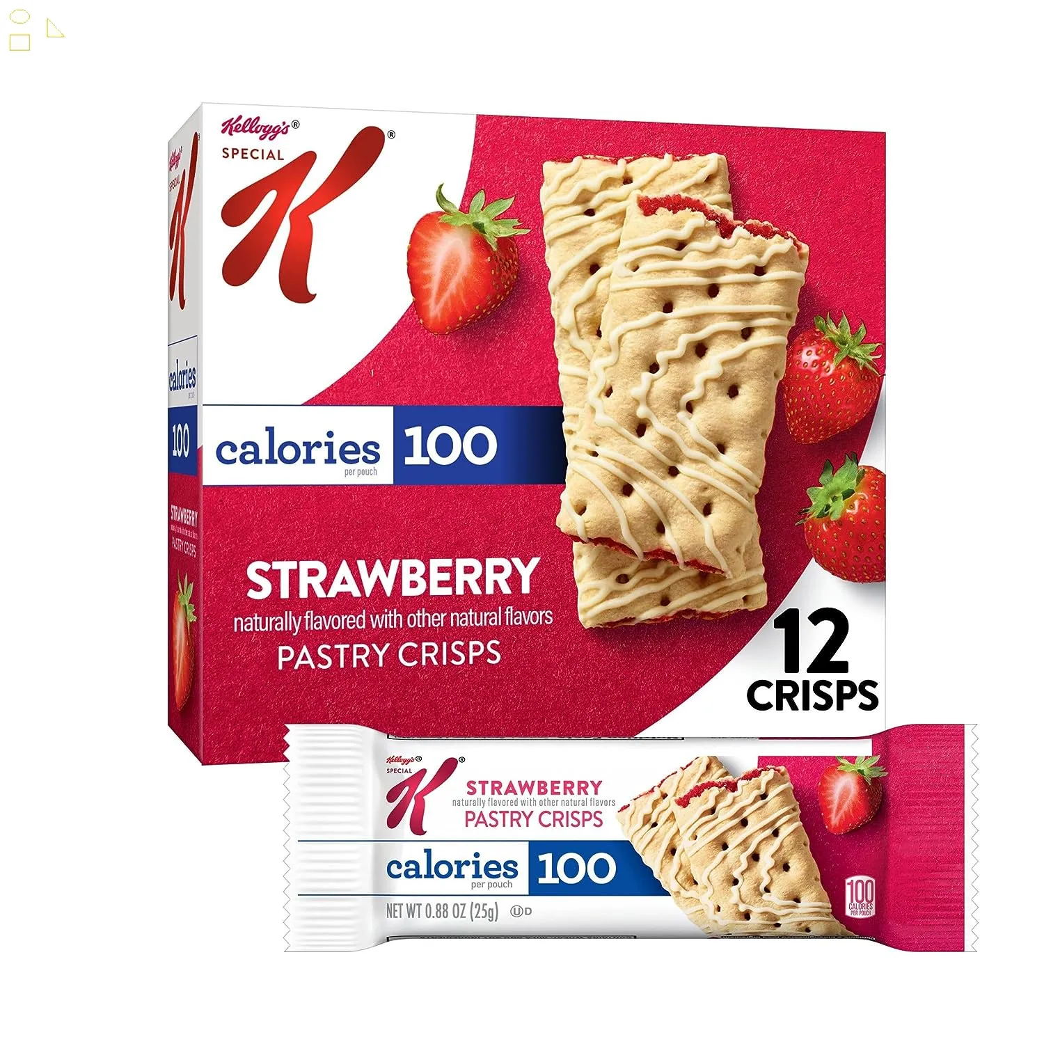 Special K Pastry Crisps, 100 Calorie Snacks, Breakfast Bars, Strawberry, 5.28Oz Box (12 Crisps)