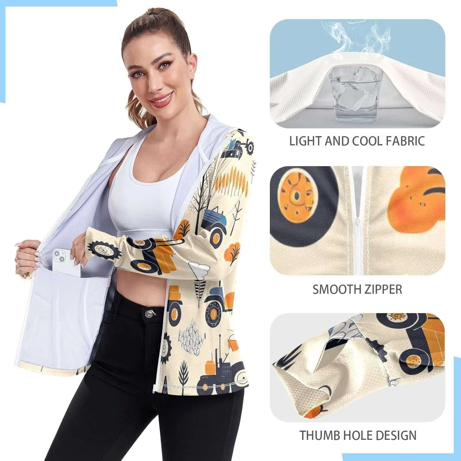 Spf Hoodie Upf 50 , Long Sleeve Top, Long Sleeve Zip up Hoodie, Hiking Shirt Women