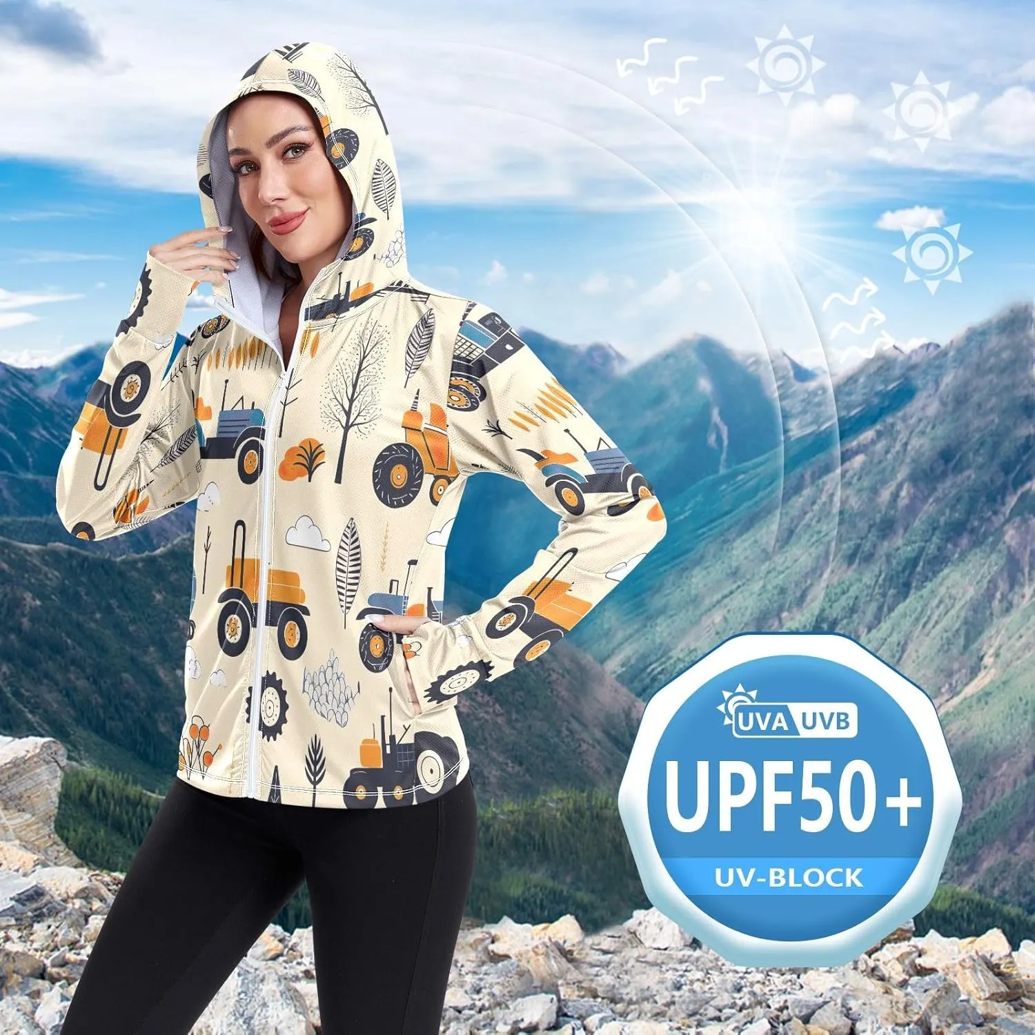 Spf Hoodie Upf 50 , Long Sleeve Top, Long Sleeve Zip up Hoodie, Hiking Shirt Women