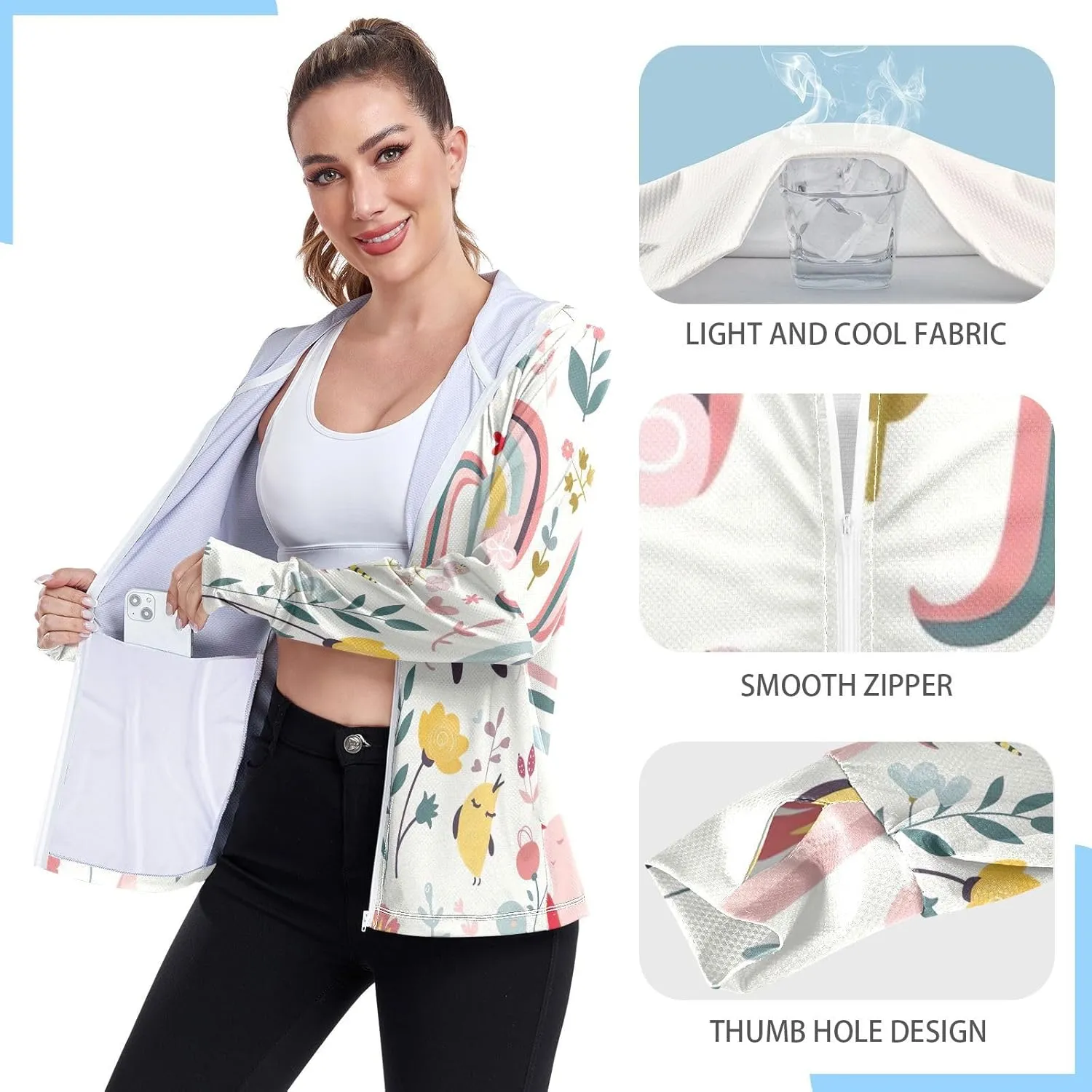 Spf Hoodie Upf 50 , Long Sleeve Top, Long Sleeve Zip up Hoodie, Hiking Shirt Women