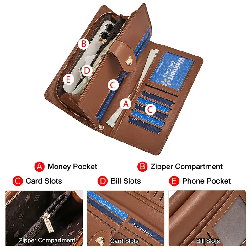 Split Leather Long Wallet