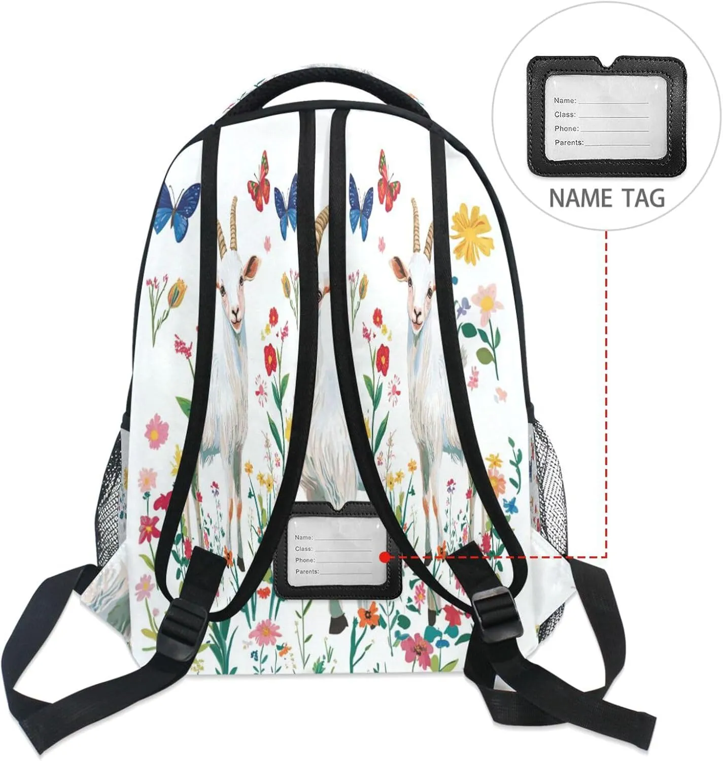 Sport Backpack for Unisex Adult Waterproof School Bag with Chest Strap for Business Work College Travel Trip Cartoon Goat White