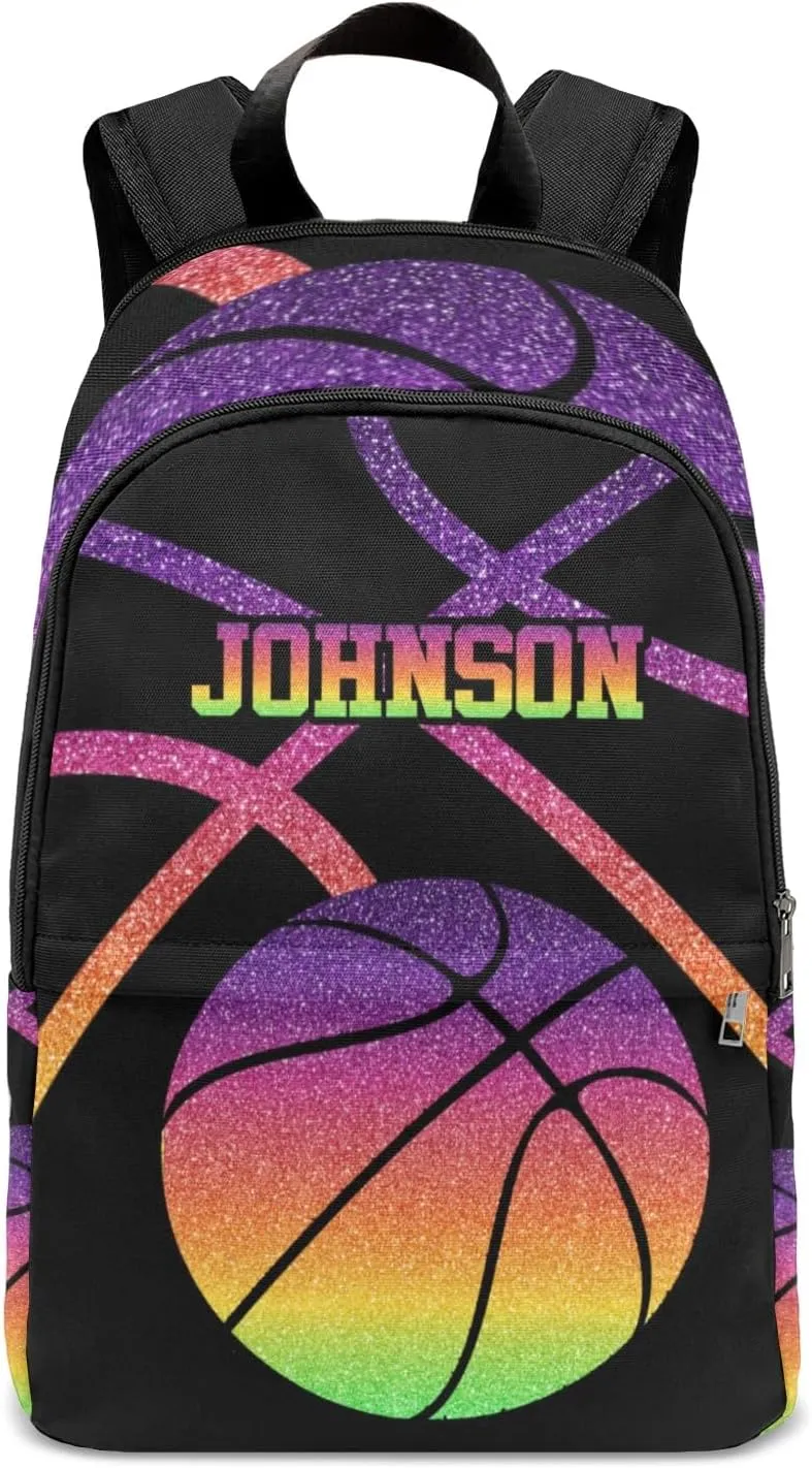 Sport Basketball Ombre Gradients Personalized Backpack for Teen Custom Travel Backpack for Boys Girs Bookbag Casual Bag Name Gift, Design 10, EU5566SS