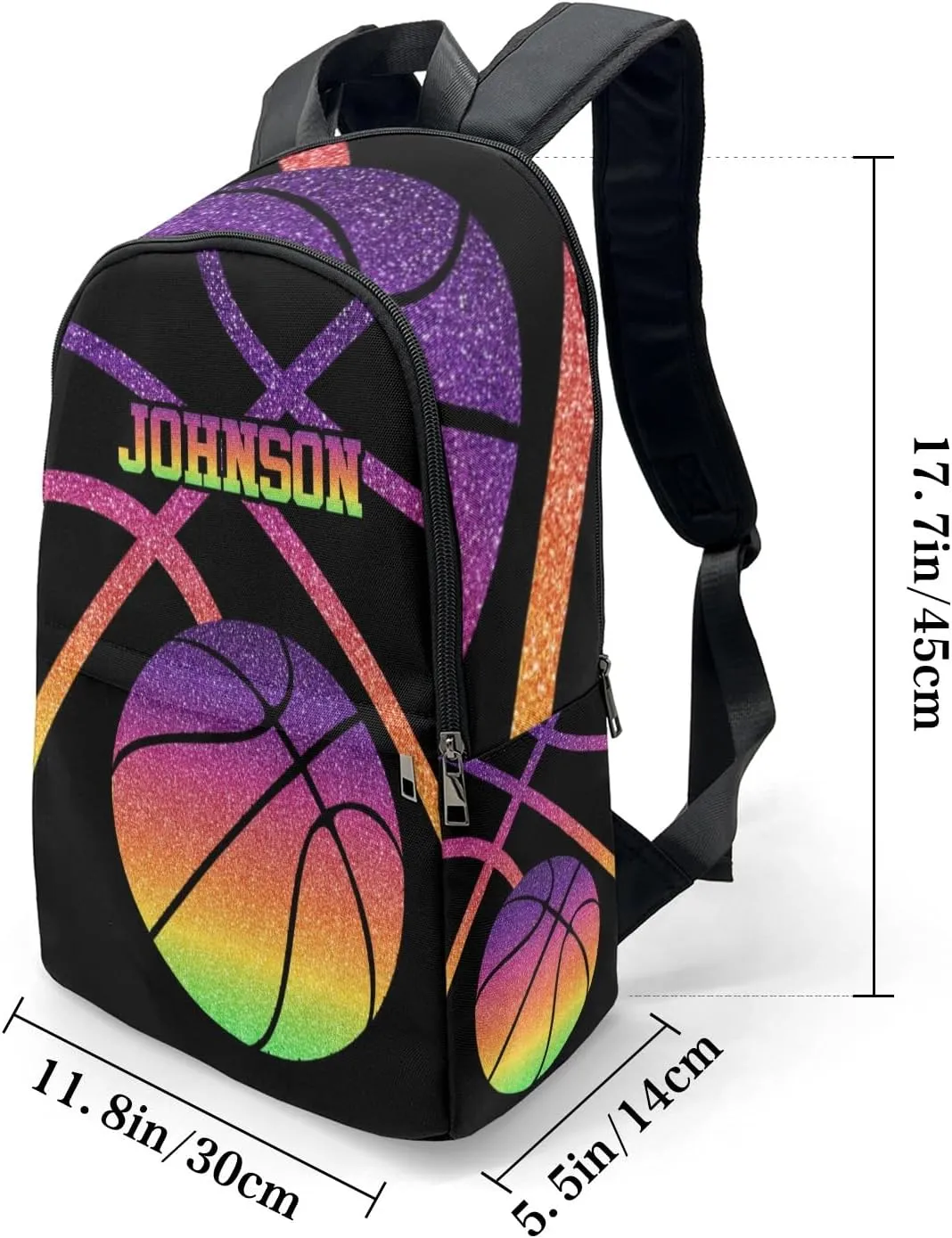 Sport Basketball Ombre Gradients Personalized Backpack for Teen Custom Travel Backpack for Boys Girs Bookbag Casual Bag Name Gift, Design 10, EU5566SS