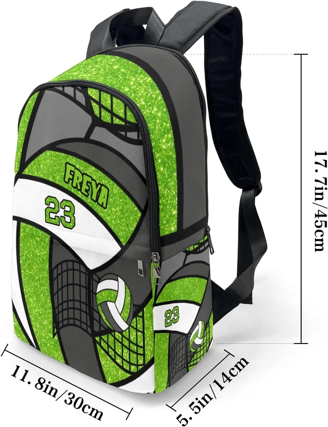 Sport Volleyball Glitter Grass Personalized Backpack for Teen Custom Travel Backpack for Boys Girs Bookbag Casual Bag Name Gift, Design 11, EU5566SS