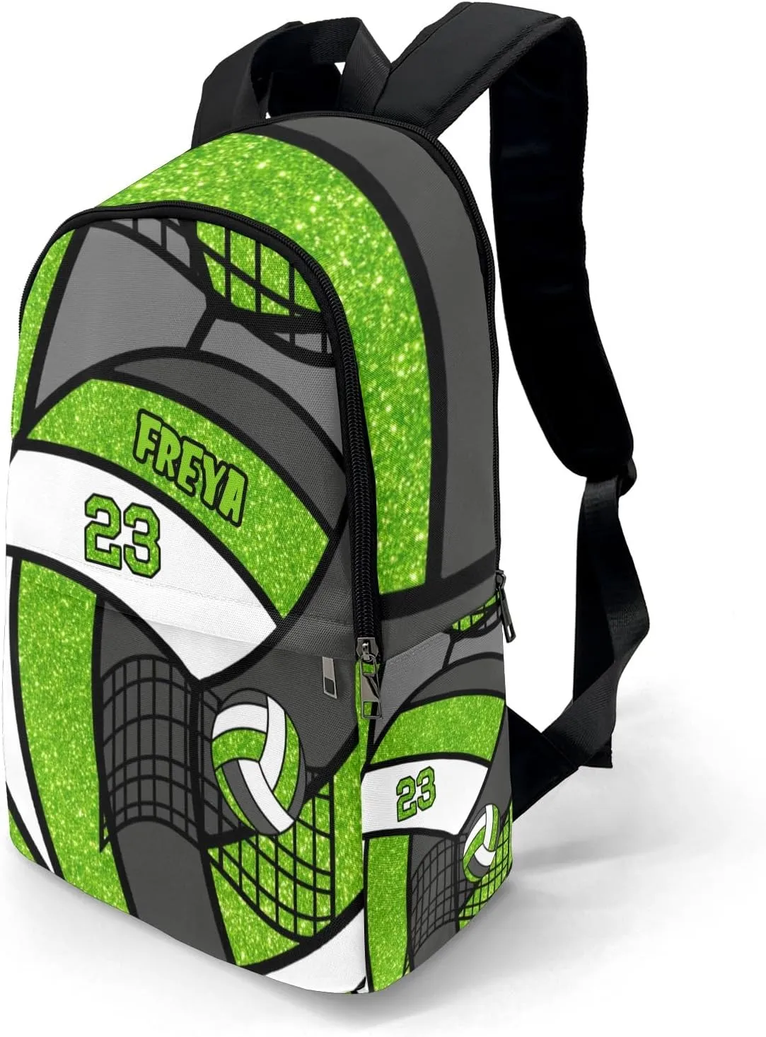 Sport Volleyball Glitter Grass Personalized Backpack for Teen Custom Travel Backpack for Boys Girs Bookbag Casual Bag Name Gift, Design 11, EU5566SS