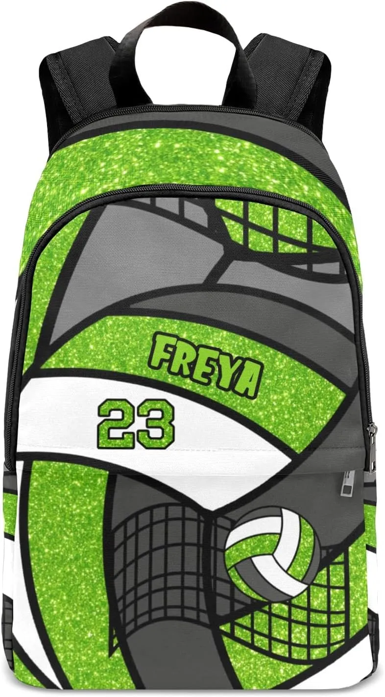 Sport Volleyball Glitter Grass Personalized Backpack for Teen Custom Travel Backpack for Boys Girs Bookbag Casual Bag Name Gift, Design 11, EU5566SS