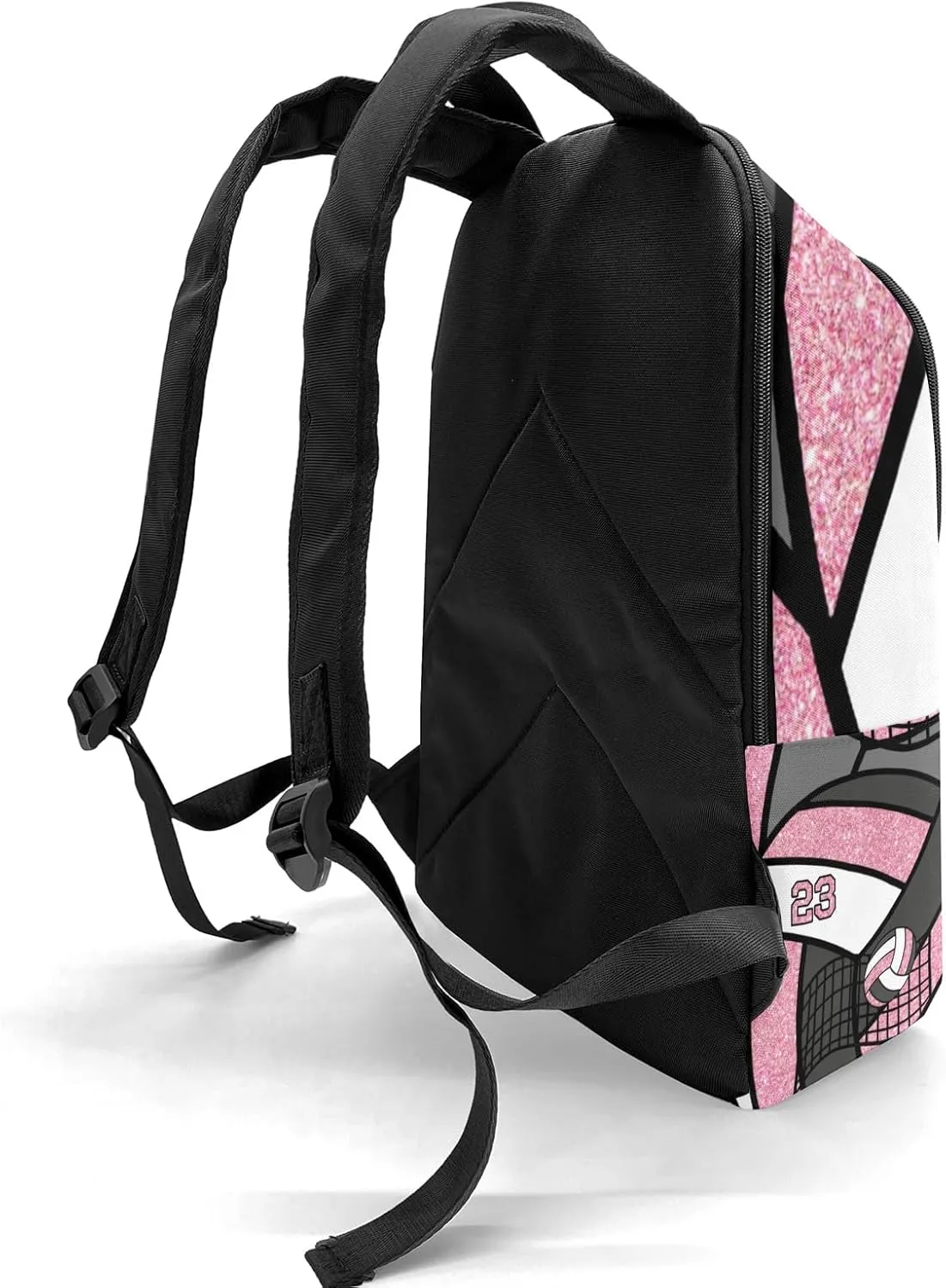 Sport Volleyball Glitter Pink Personalized Backpack for Teen Custom Travel Backpack for Boys Girs Bookbag Casual Bag Name Gift, Design 13, EU5566SS