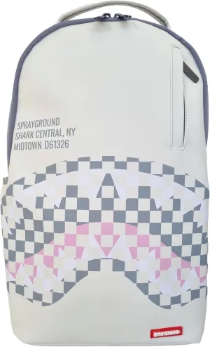 SPRAYGROUND Limited Edition 910B7420NSZ Cream Check Shark Central Savage Backpack, cream, M