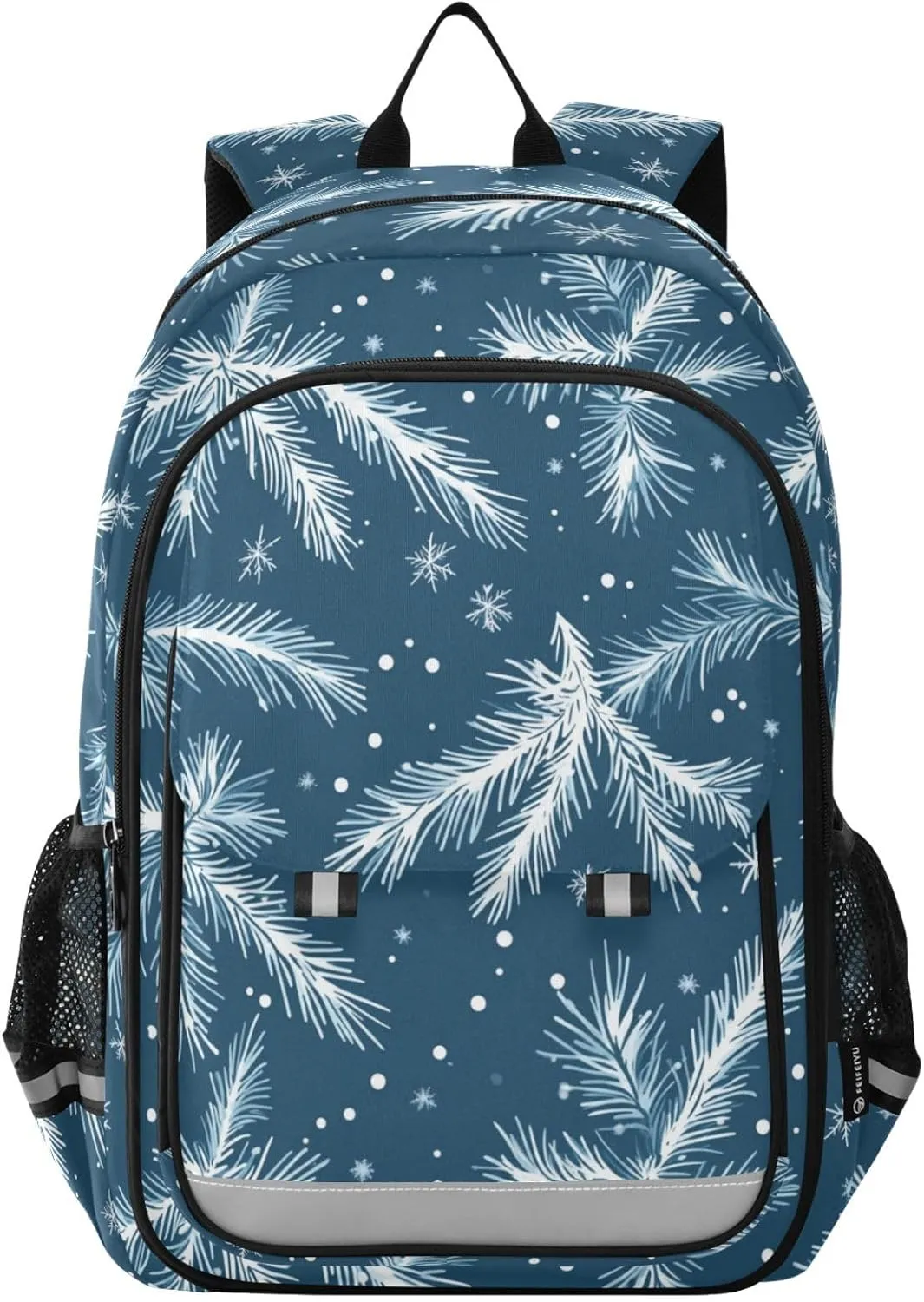 Spruce Branches Snowflakes Backpack for Boys Girls Elementary School Bag Kids Bookbag Travel Rucksack With Reflective Stripes
