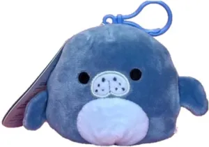 Squishmallow Official Kellytoy 3.5 Inch Clip On Bag Keychain Backpack Clips Squishy Soft Plush Toy Animal (Maeve The Manatee)