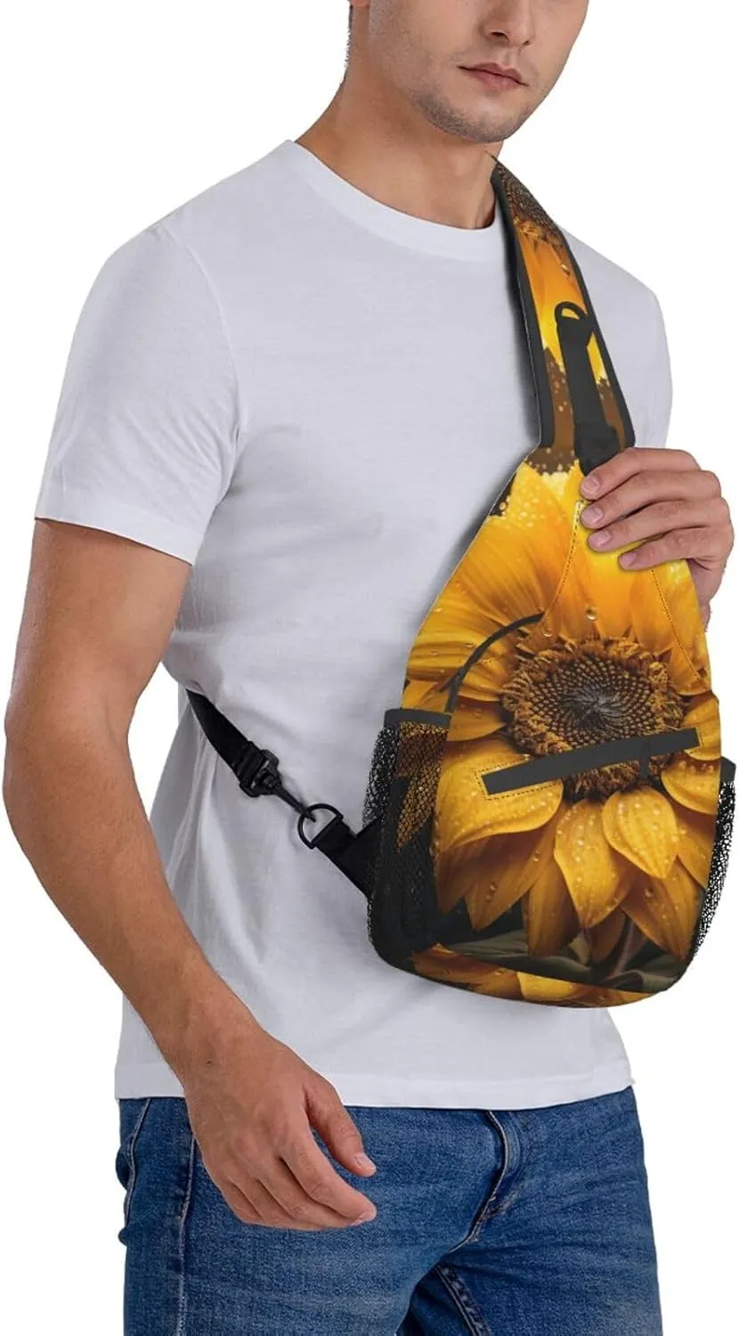 SSIMOO Beautiful Sunflower 4 Versatile Travel Hiking Backpack-Perfect For Outdoor Cycling,Chest Shoulder Bag