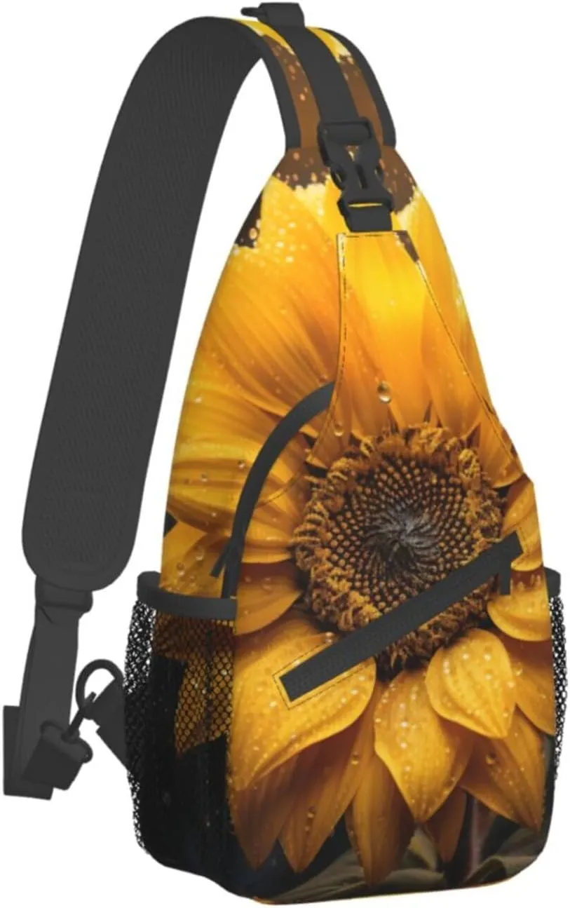SSIMOO Beautiful Sunflower 4 Versatile Travel Hiking Backpack-Perfect For Outdoor Cycling,Chest Shoulder Bag