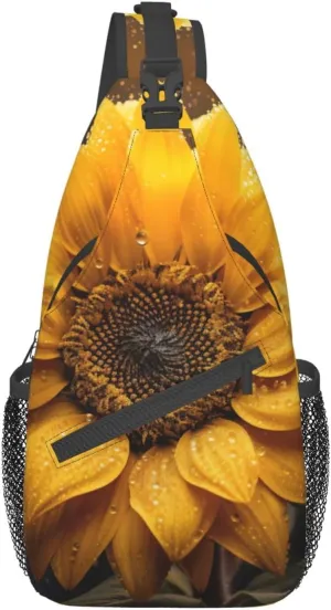 SSIMOO Beautiful Sunflower 4 Versatile Travel Hiking Backpack-Perfect For Outdoor Cycling,Chest Shoulder Bag