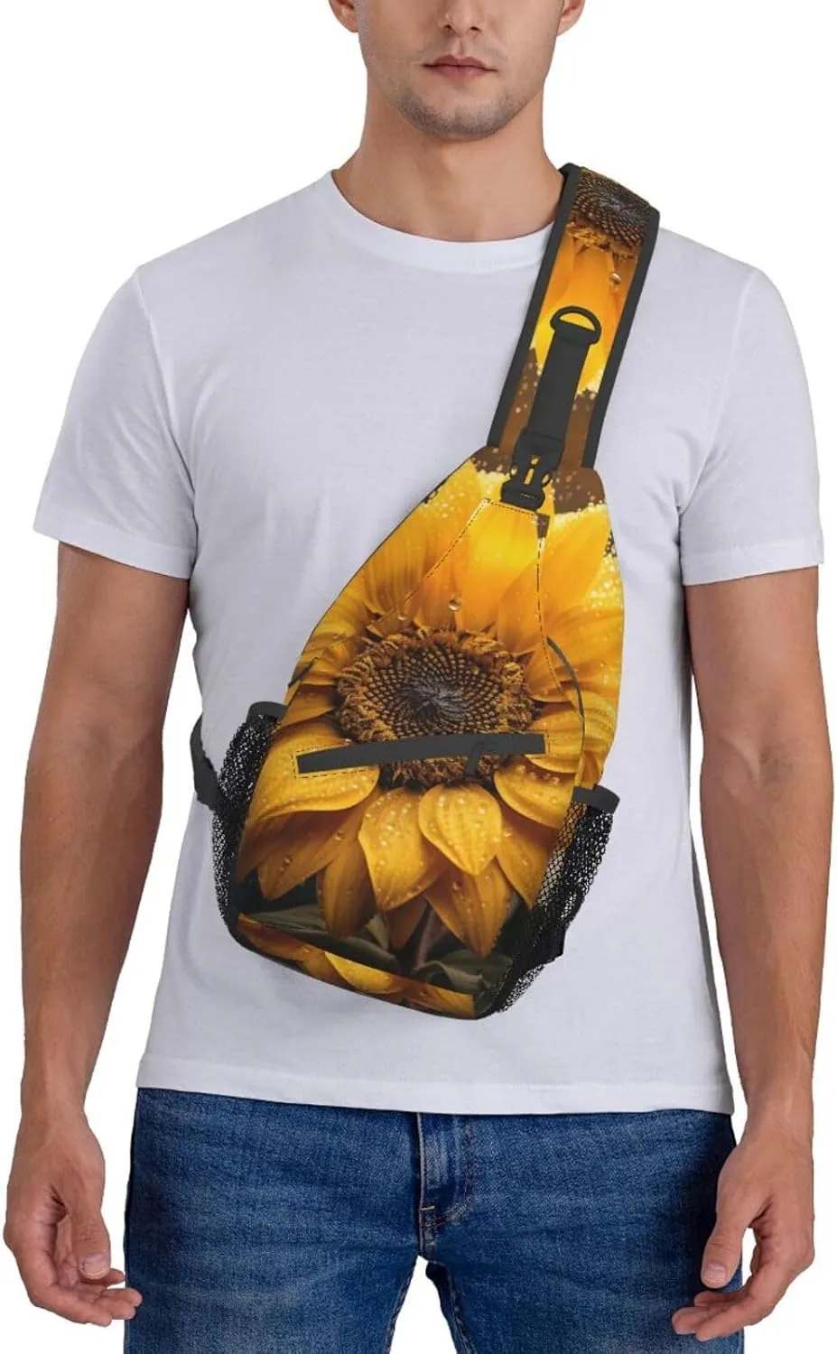 SSIMOO Beautiful Sunflower 4 Versatile Travel Hiking Backpack-Perfect For Outdoor Cycling,Chest Shoulder Bag