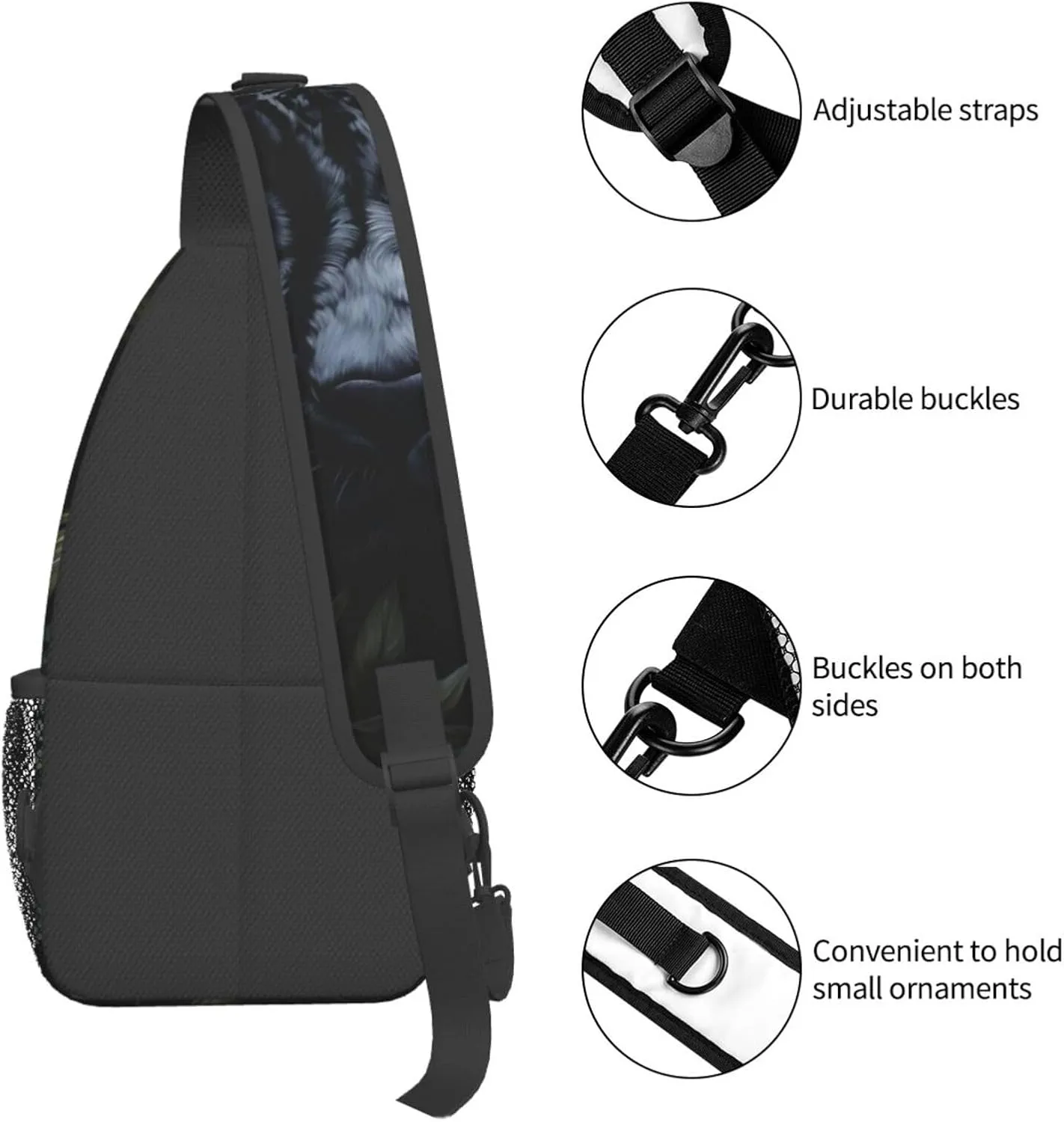 SSIMOO Black Leopard Print Versatile Travel Hiking Backpack-Perfect For Outdoor Cycling,Chest Shoulder Bag