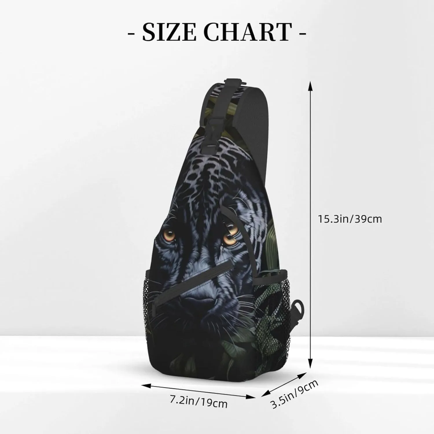 SSIMOO Black Leopard Print Versatile Travel Hiking Backpack-Perfect For Outdoor Cycling,Chest Shoulder Bag