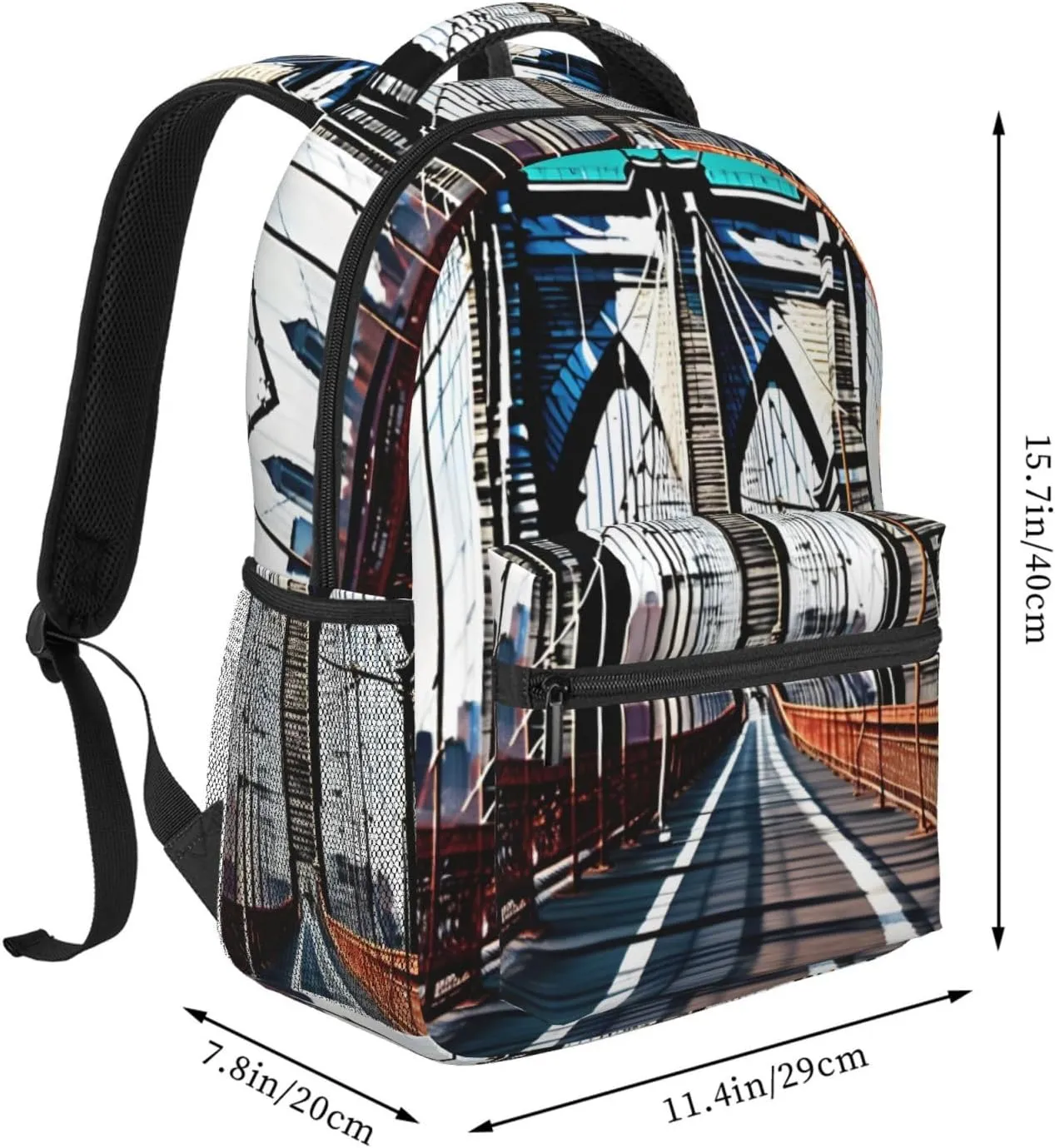 SSIMOO Brooklyn Bridge Leisure Lightweight Double-Shoulder Backpack,Simple Canvas, And Spacious Design