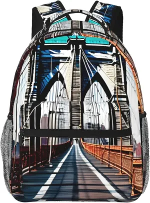 SSIMOO Brooklyn Bridge Leisure Lightweight Double-Shoulder Backpack,Simple Canvas, And Spacious Design
