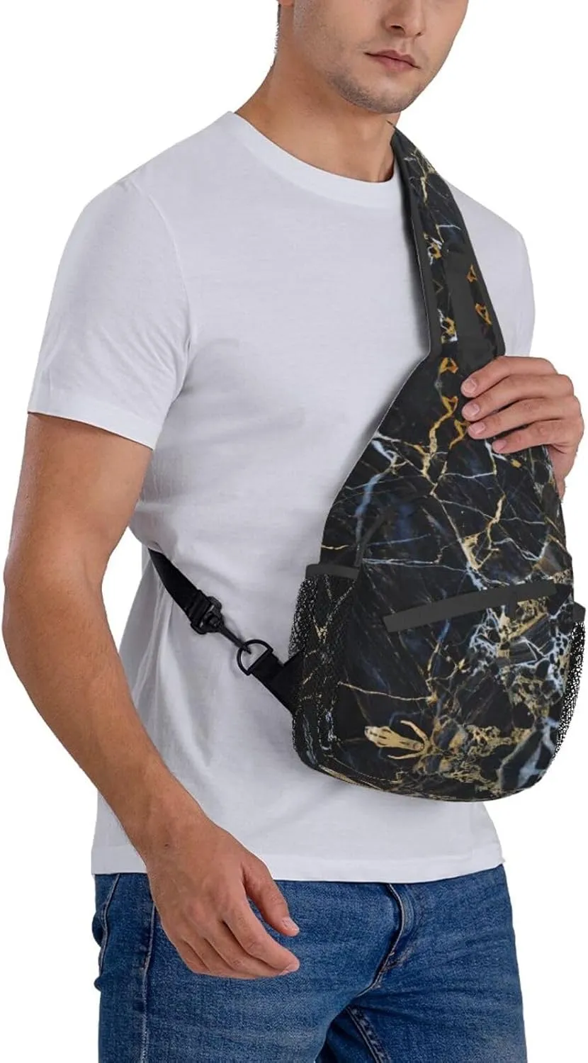 SSIMOO Colored Marble Versatile Travel Hiking Backpack-Perfect For Outdoor Cycling,Chest Shoulder Bag