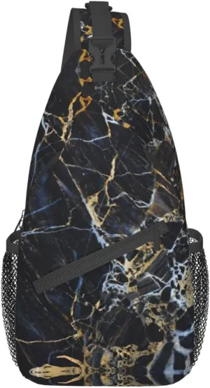 SSIMOO Colored Marble Versatile Travel Hiking Backpack-Perfect For Outdoor Cycling,Chest Shoulder Bag