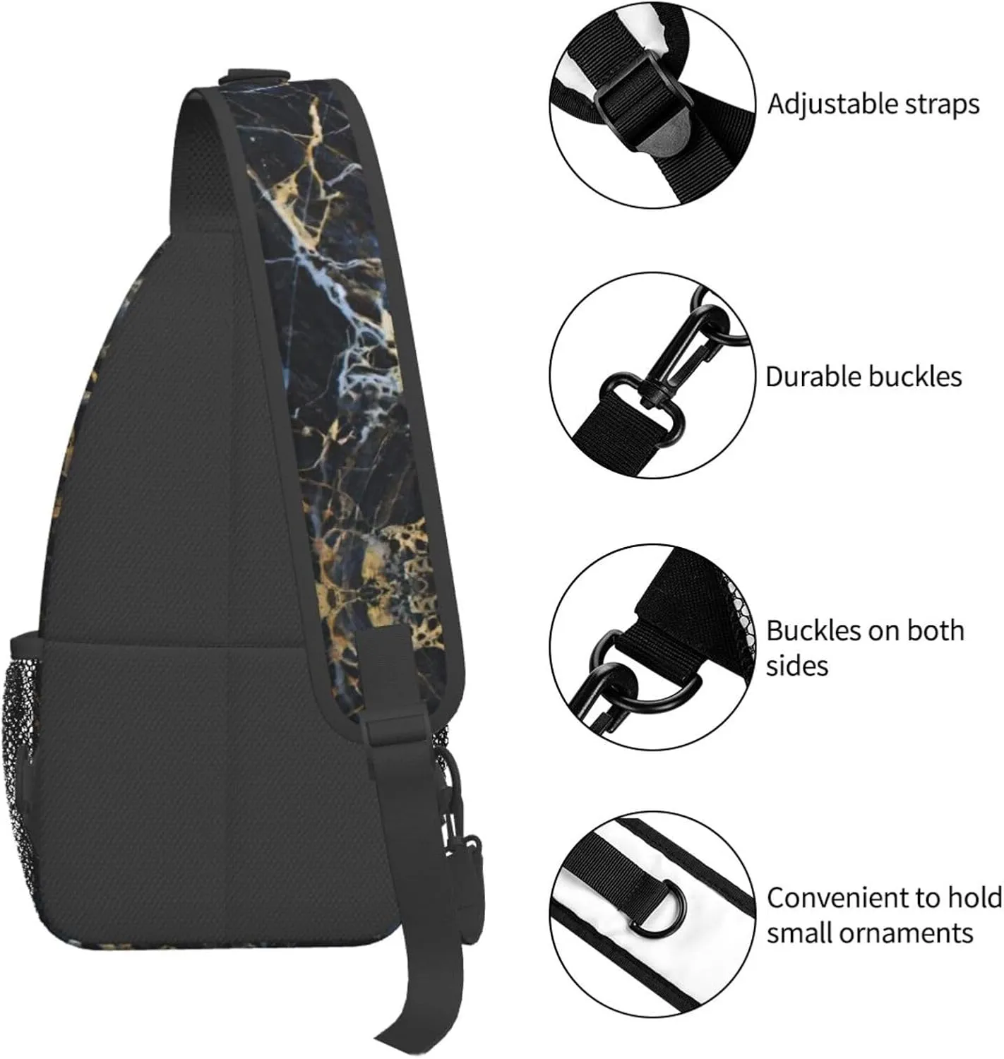 SSIMOO Colored Marble Versatile Travel Hiking Backpack-Perfect For Outdoor Cycling,Chest Shoulder Bag