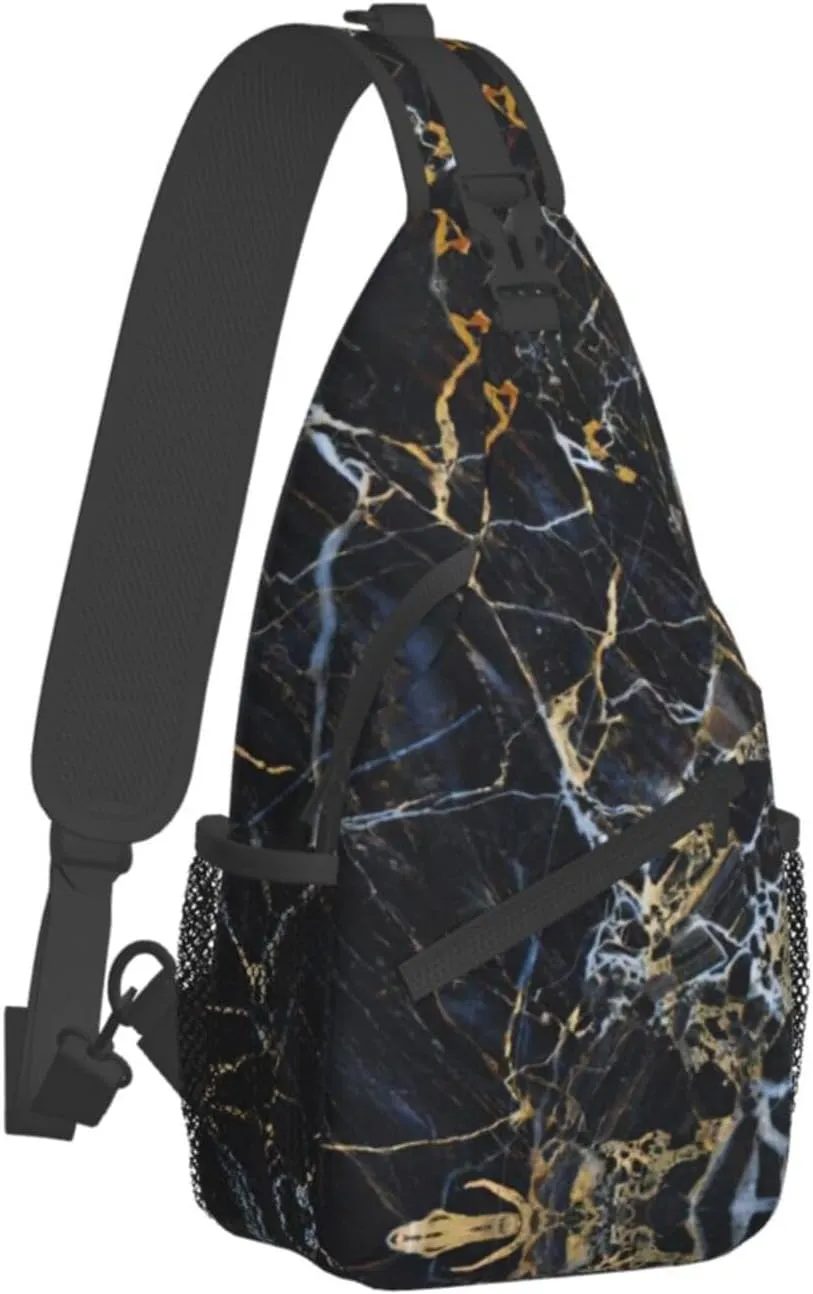 SSIMOO Colored Marble Versatile Travel Hiking Backpack-Perfect For Outdoor Cycling,Chest Shoulder Bag