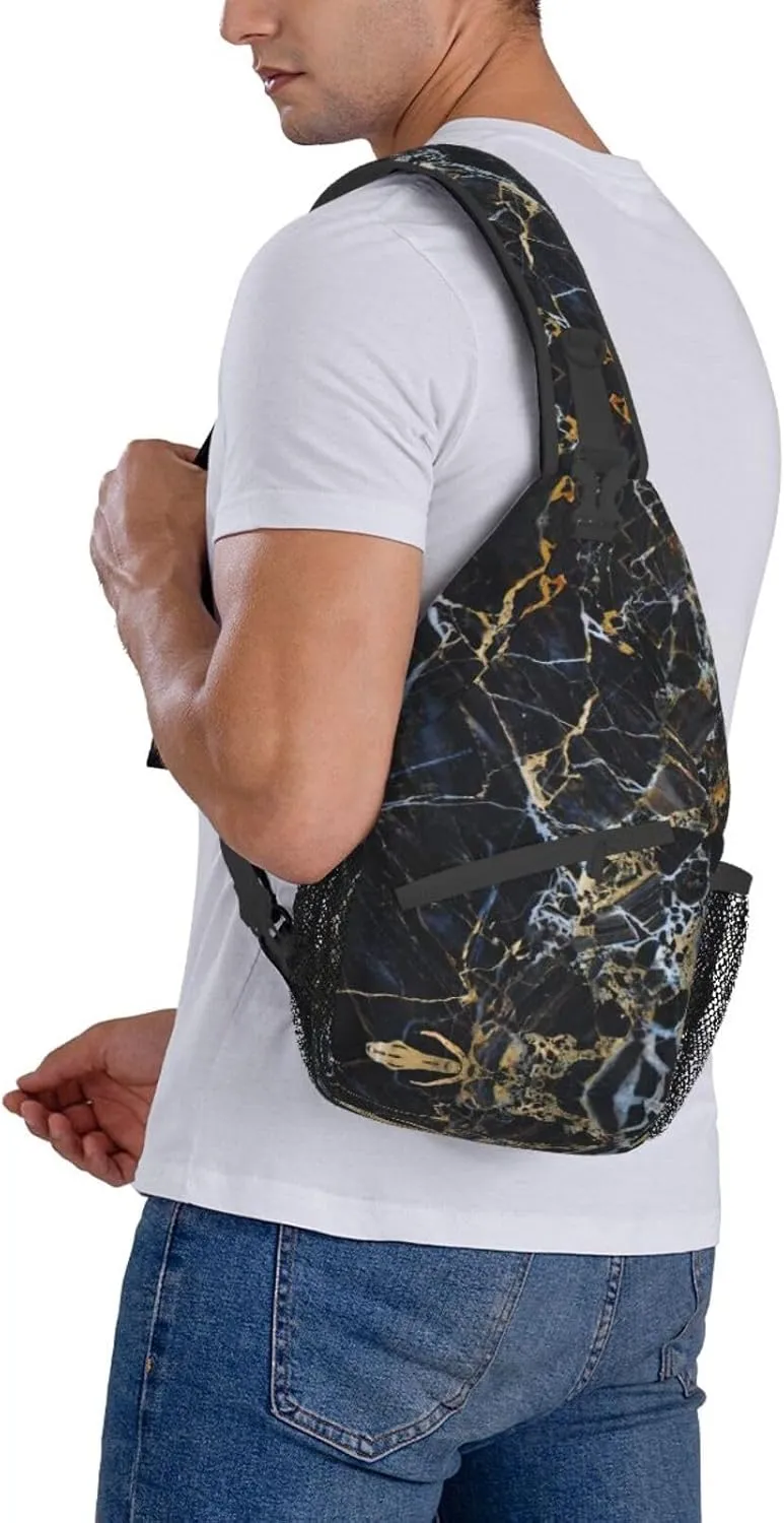 SSIMOO Colored Marble Versatile Travel Hiking Backpack-Perfect For Outdoor Cycling,Chest Shoulder Bag
