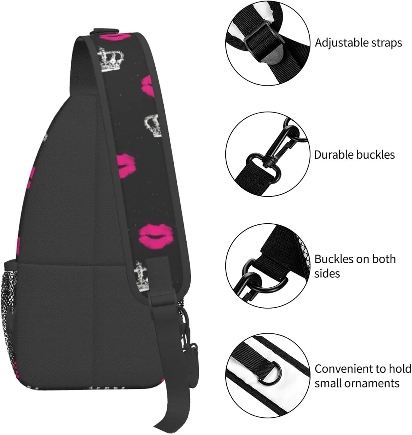 SSIMOO Crown And Lips Versatile Travel Hiking Backpack-Perfect For Outdoor Cycling,Chest Shoulder Bag