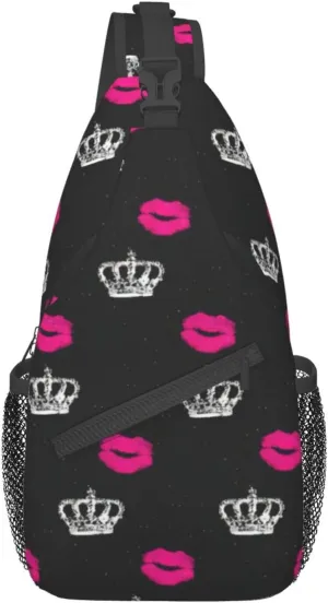 SSIMOO Crown And Lips Versatile Travel Hiking Backpack-Perfect For Outdoor Cycling,Chest Shoulder Bag