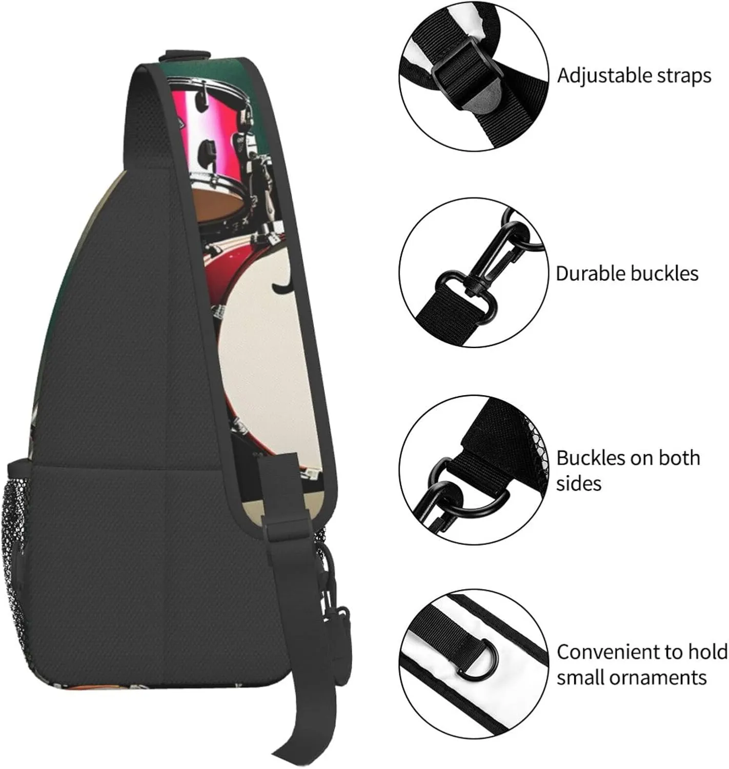 SSIMOO Jazz Drum Versatile Travel Hiking Backpack-Perfect For Outdoor Cycling,Chest Shoulder Bag